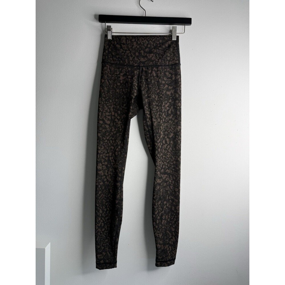 Lululemon Women’s High Rise Printed Leggings Brown Black Approx Size 4